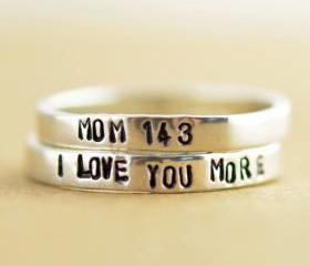 Personalized rings - Two Stacking Rings - Hand Stamped Ring- personalized Jewelry- Mothers day gift